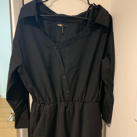 Maje 210 Black Jumpsuit Rompers Cold Shoulder - Picture 3 of 6